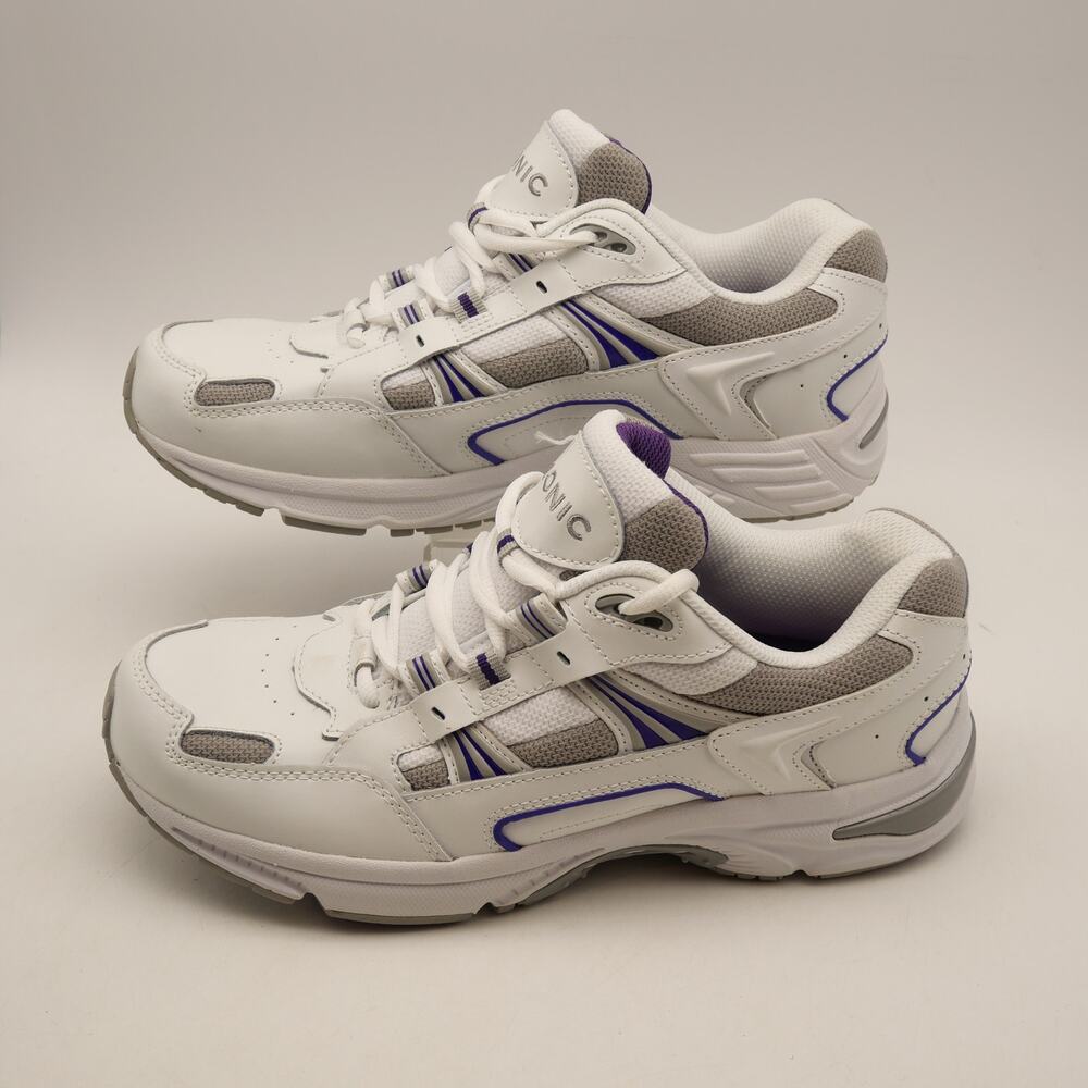 Vionic 23 Walk Classic Sneaker Women's 8.5 Purple White Leather Shoes NEW